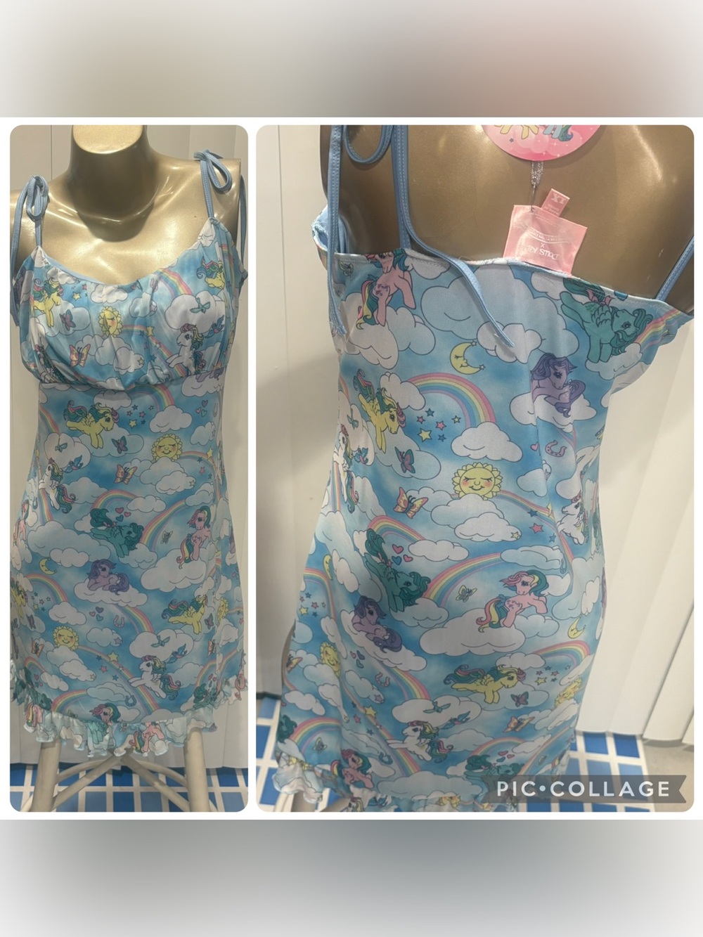 Pastel Blue My Little Pony Print Slip Dress 1X